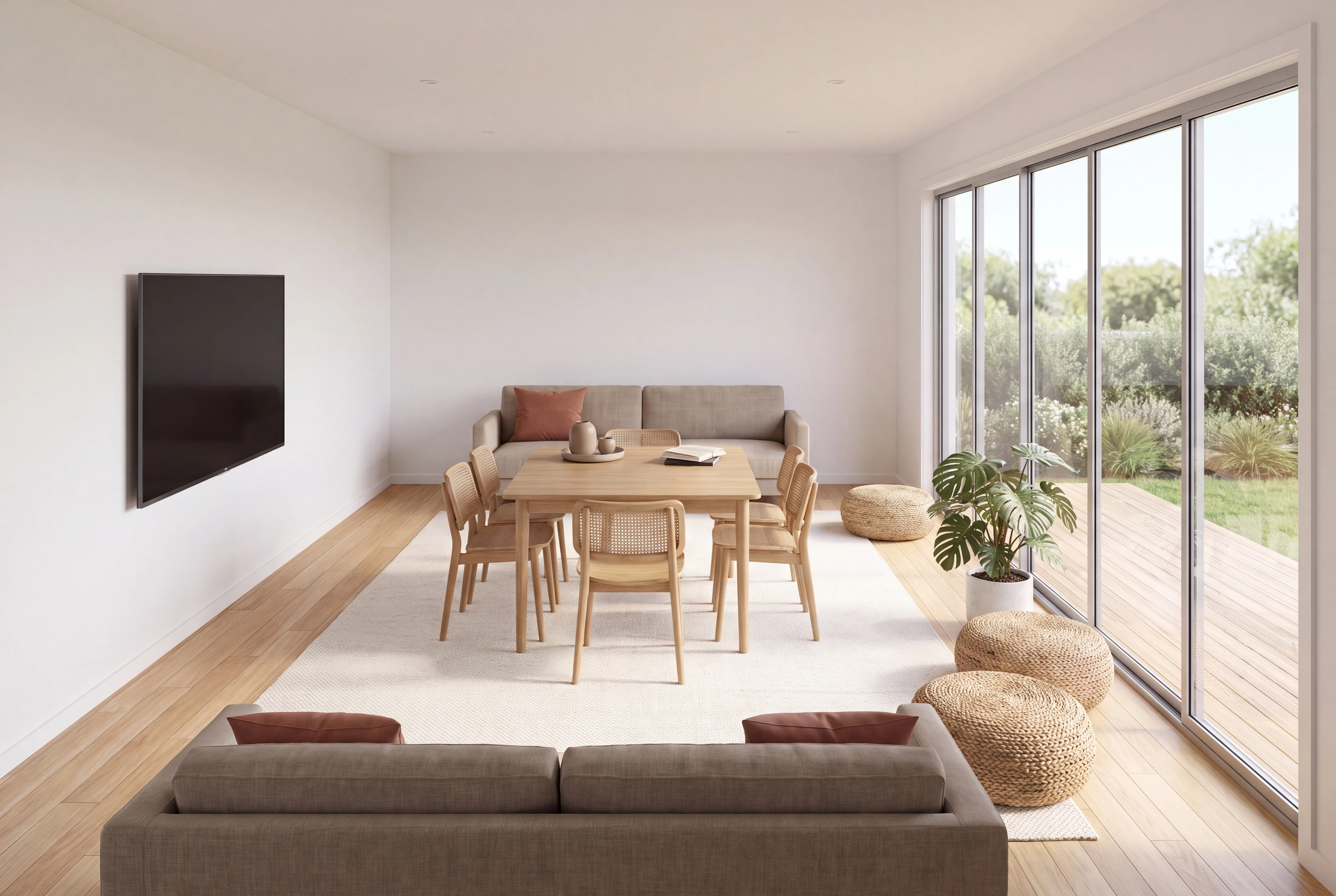 Cabana interior - light-filled open room