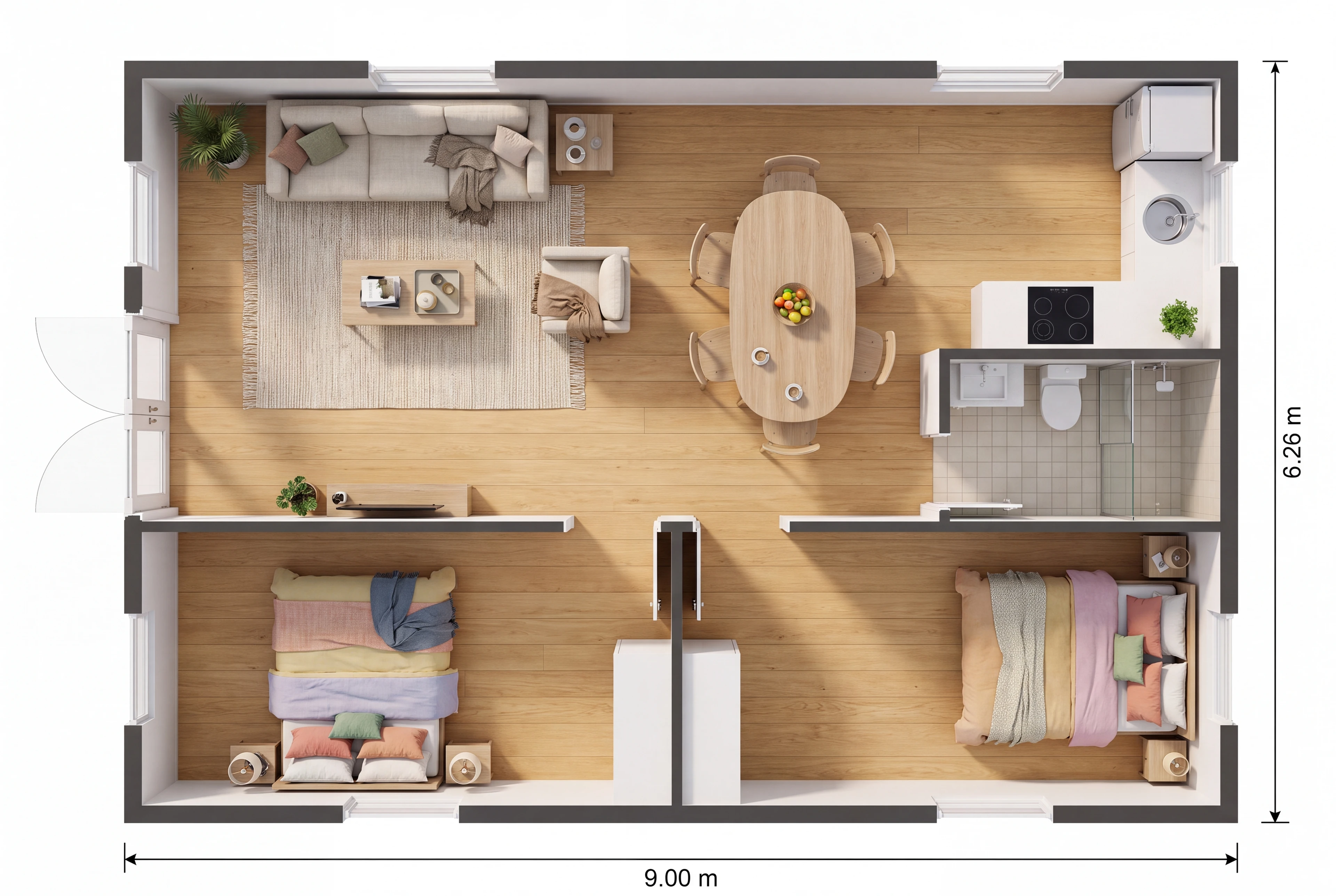 Granny flat 3D floor plan
